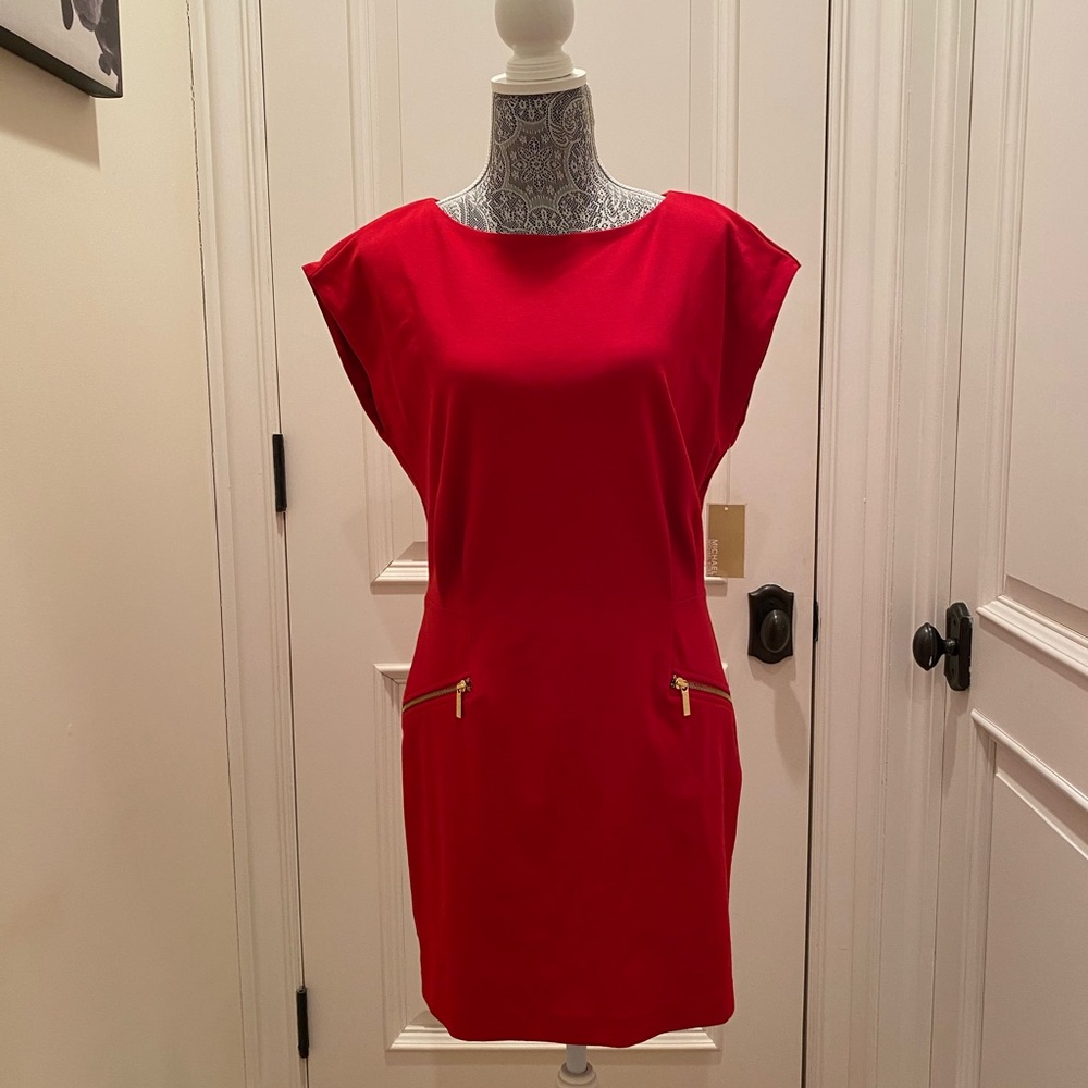 Michael Kors Red Blaze Short Sleeve Casual Dress